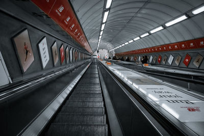 Low angle view of escalator