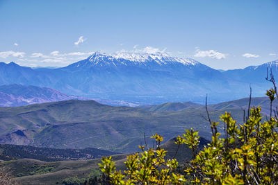 Scenic view of mountains against sky