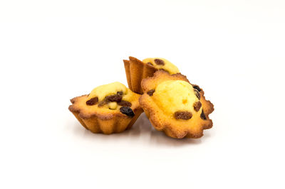 Close-up of cookies on white background