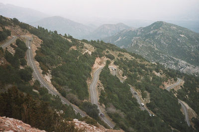 High angle view of mountain range