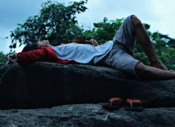 lying down