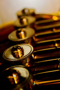 Close-up of guitar on table