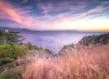 Scenic view of sea against sky during sunset