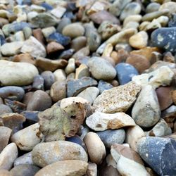 Full frame shot of pebbles on beach