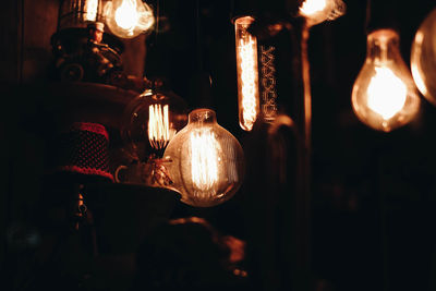 Close-up of illuminated light bulb