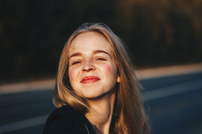 Portrait of woman in car