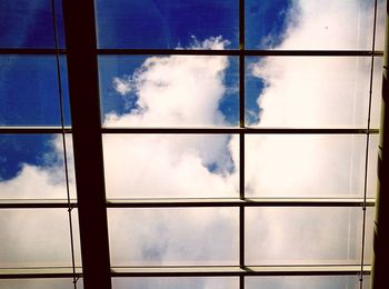 Low angle view of sky seen through window