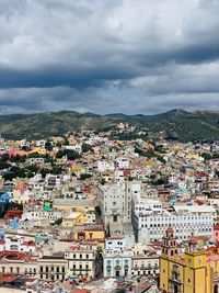 High angle view of townscape against sky