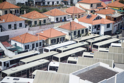 High angle view of buildings in city