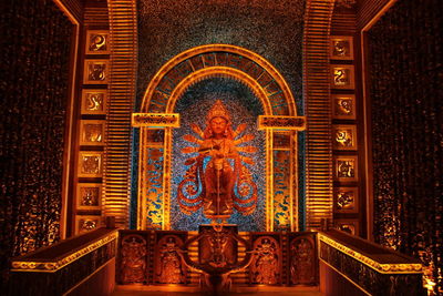 Interior of illuminated temple