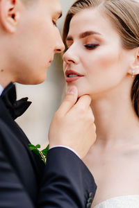 Portrait of couple with hands