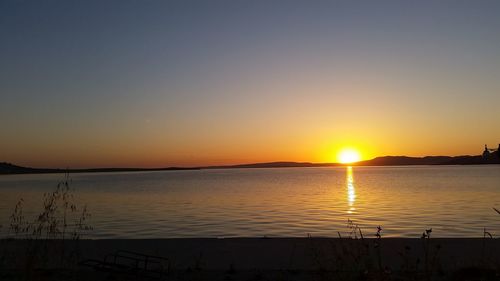 Scenic view of sunset over sea