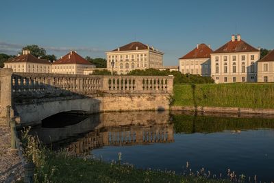 Reflection of buildings in lake