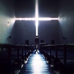 Empty illuminated corridor