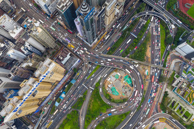 Aerial view of elevated roads