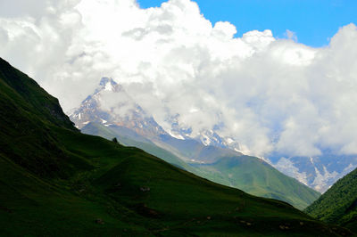 Scenic view of mountains against sky