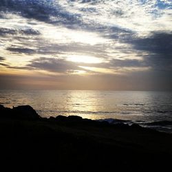 Scenic view of sea against cloudy sky
