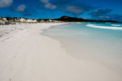 Scenic view of beach against sky