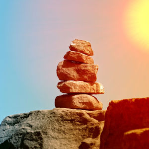 Stack of rock against sky