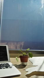 Close-up of laptop on table