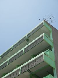 Low angle view of building against clear sky