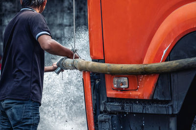 Man working in train