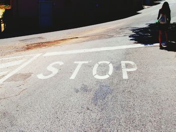 Text on footpath in city