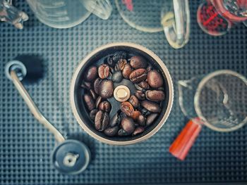 High angle view of food on table