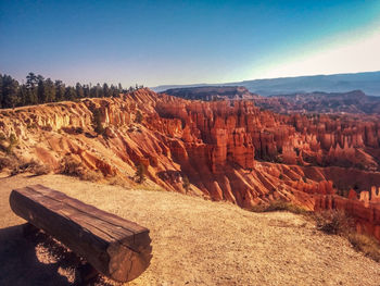 View of rock formations on landscape against sky