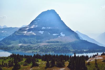 Panoramic view of mountain range against sky