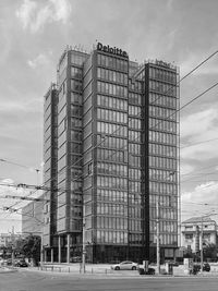 Low angle view of modern building against sky