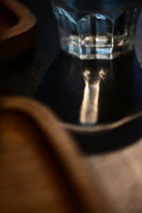 Close-up of water in glass on table