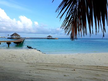 Scenic view of beach against sky