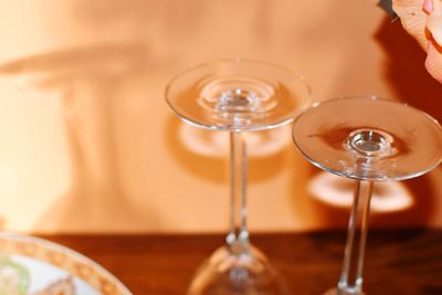 Close-up of beer glass on table