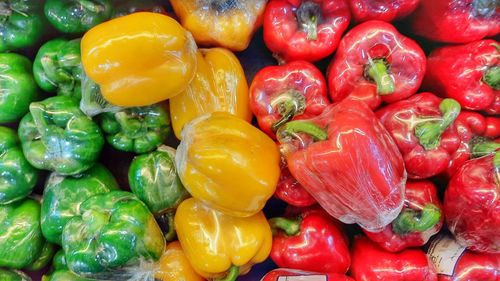 Full frame shot of bell peppers at market