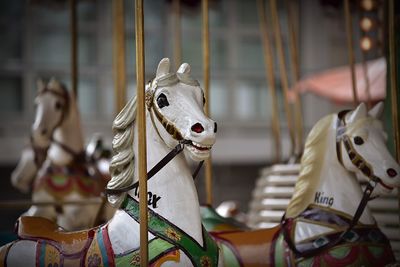 Close-up of animal representation at amusement park