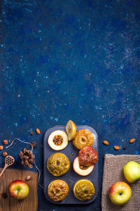 High angle view of fruits on table