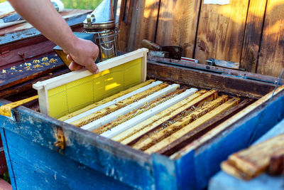 Man preparing food on barbecue grill