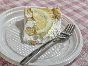 Close-up of dessert in plate on table