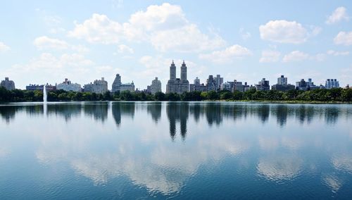 Reflection of buildings in water