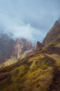 Scenic view of mountains against sky