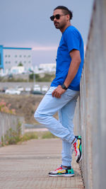 Rear view of man standing on street