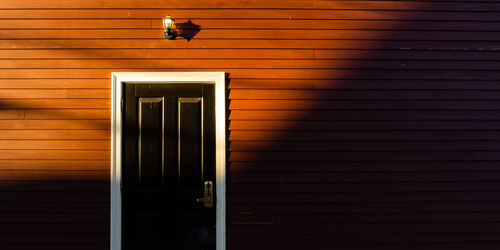 Closed door of building