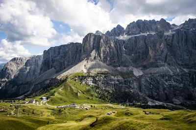 Scenic view of dolomites against sky