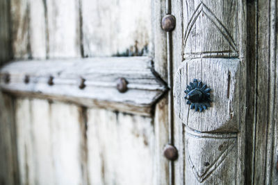 Close-up of old metal door