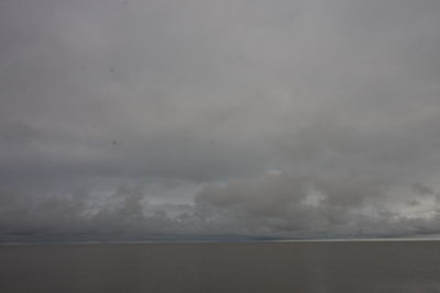 Scenic view of sea against storm clouds