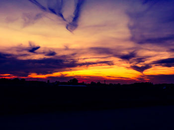 Silhouette of landscape at sunset