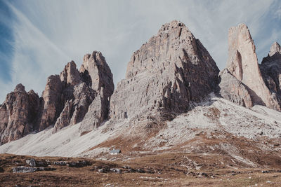Panoramic view of rocky mountains against sky