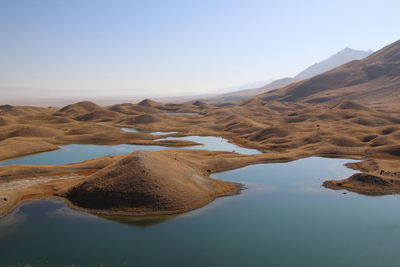 Scenic view of lake against clear sky