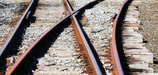 High angle view of railroad tracks